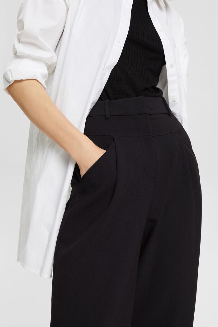 High-rise culottes with waist pleats, BLACK, detail image number 0