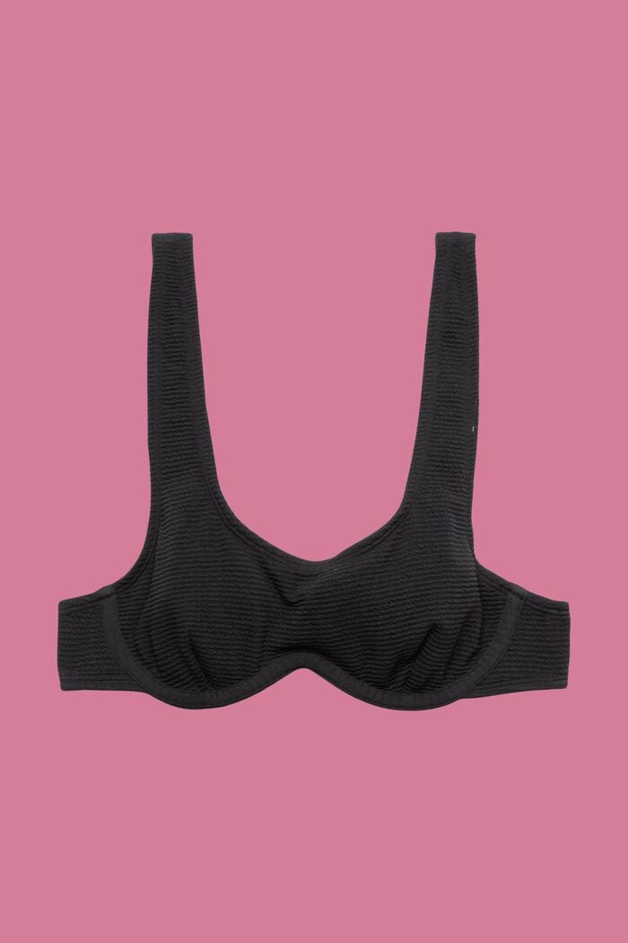 Textured bikini top with flexiwire, BLACK, detail image number 5