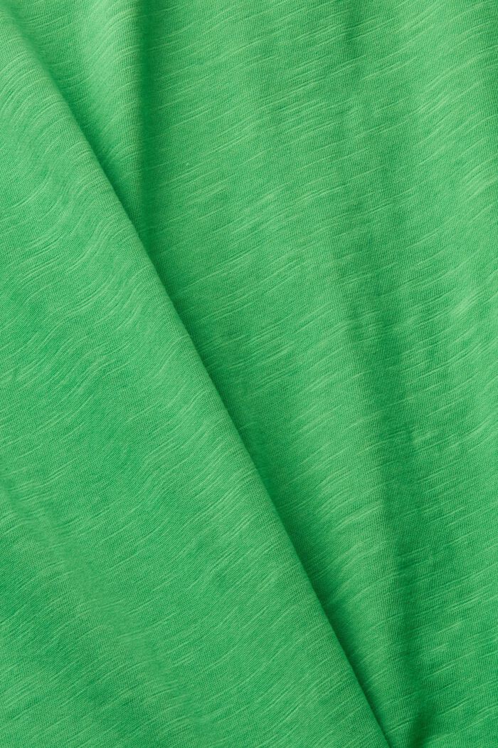 V-neck cotton t-shirt with decorative stitching, GREEN, detail image number 5