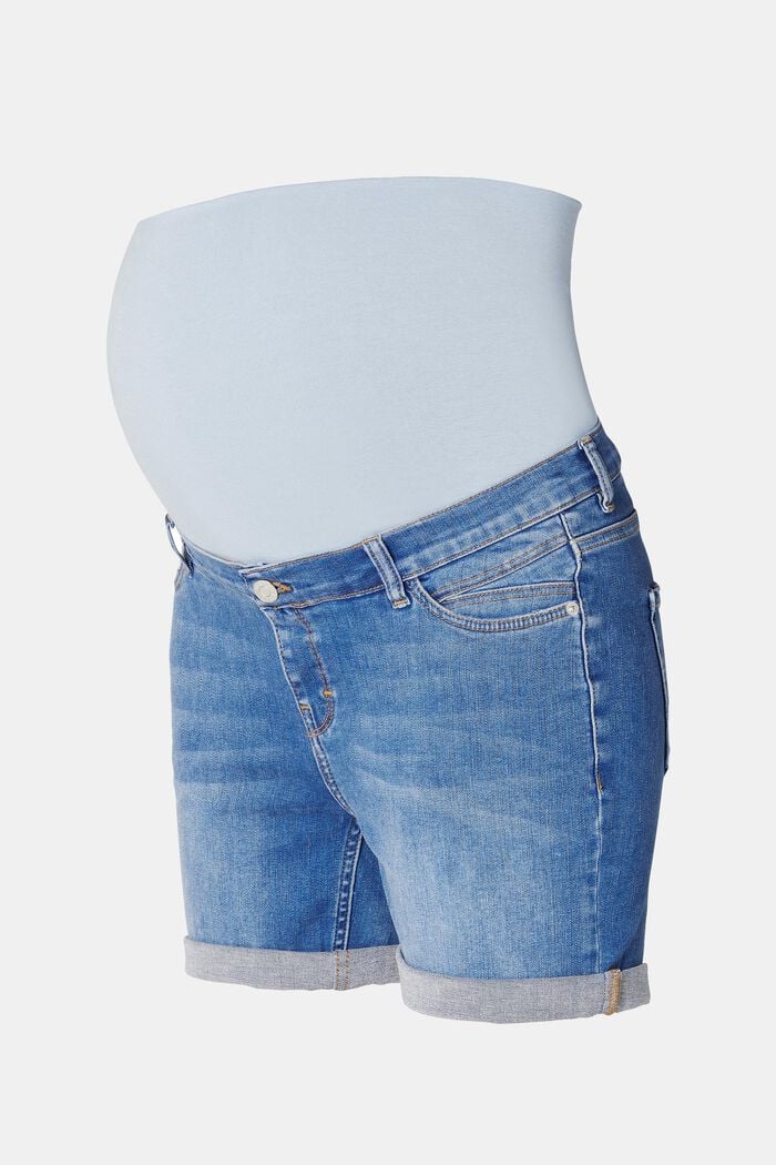 Denim shorts with over-bump waistband, MEDIUM WASHED, overview