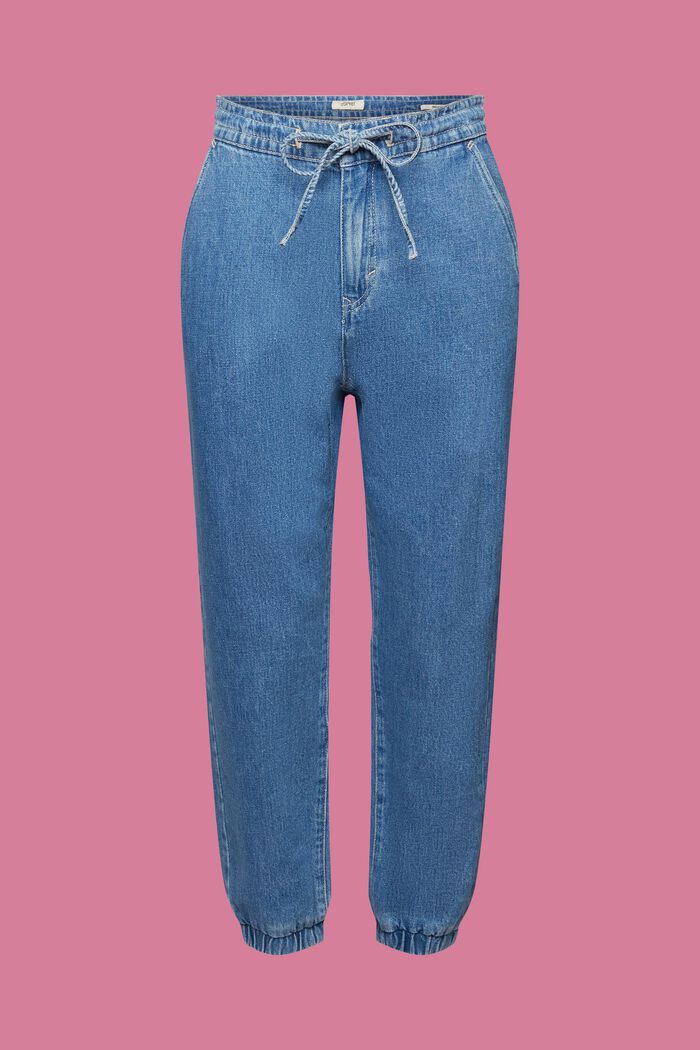Jogger-style denim jeans, BLUE LIGHT WASHED, detail image number 7