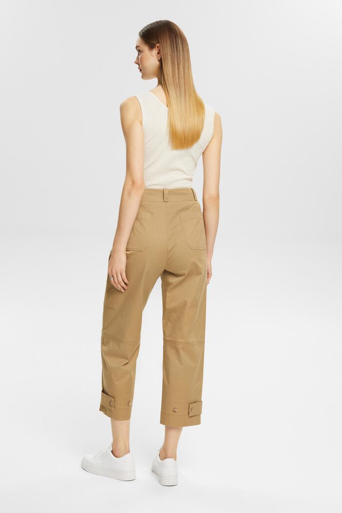 Cargo-style cropped trousers, KHAKI BEIGE, detail image number 3