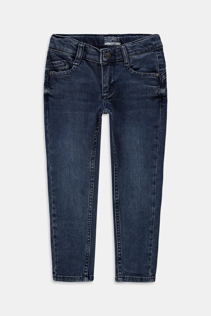 Recycled: hem slit jeans with an adjustable waistband