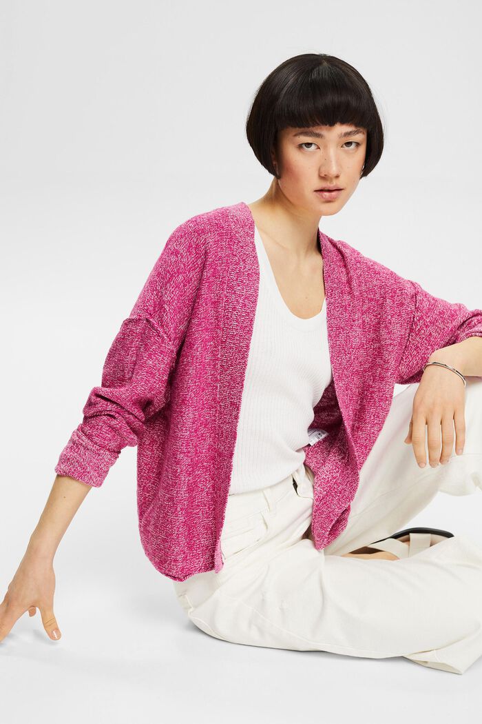Open-fronted cardigan containing linen