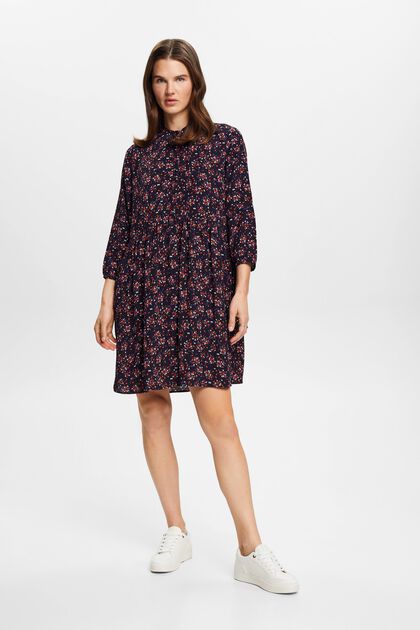 Woven midi dress with all-over pattern