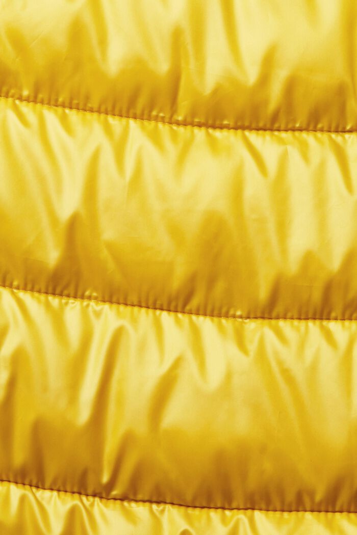 Made of recycled material: quilted body warmer with detachable hood, DUSTY YELLOW, detail image number 1