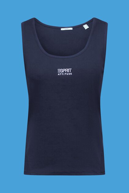 Ribbed tank top with embroidered logo