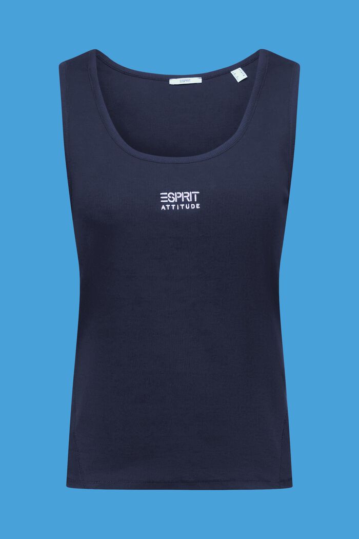 Ribbed tank top with embroidered logo, NAVY, detail image number 5
