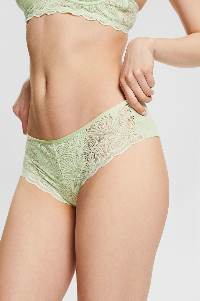 Double pack of hipster shorts with patterned lace, LIGHT GREEN, detail image number 0