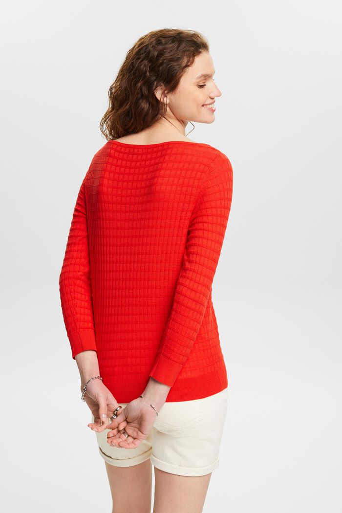 Structured Knit Sweater, RED, detail image number 2