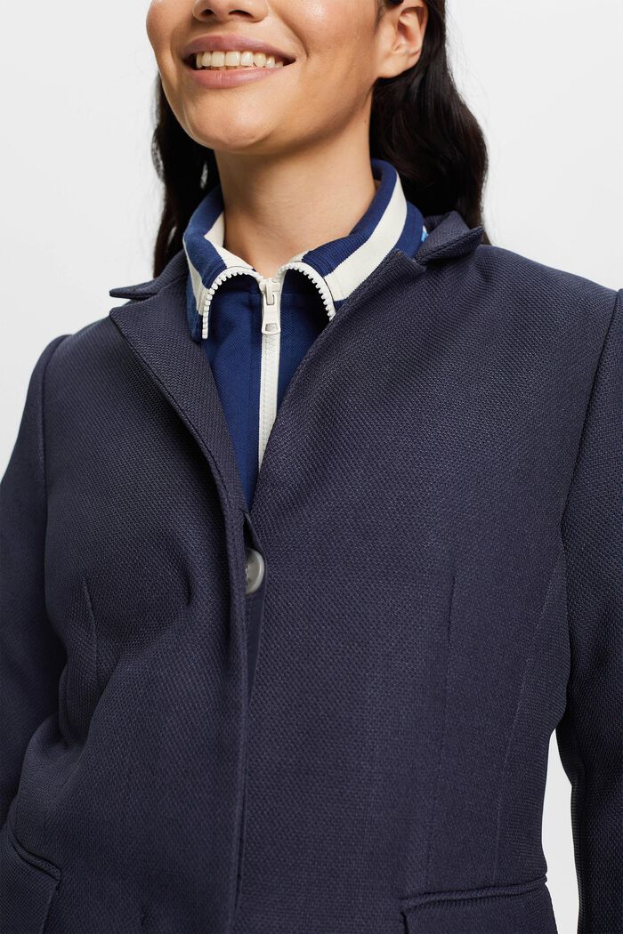 Inverted lapel collar coat, NAVY, detail image number 2