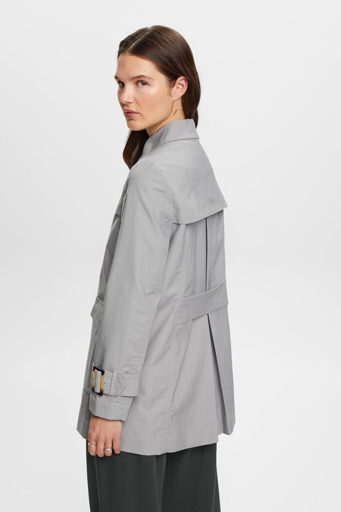 Short double-breasted trench coat, MEDIUM GREY, detail image number 3