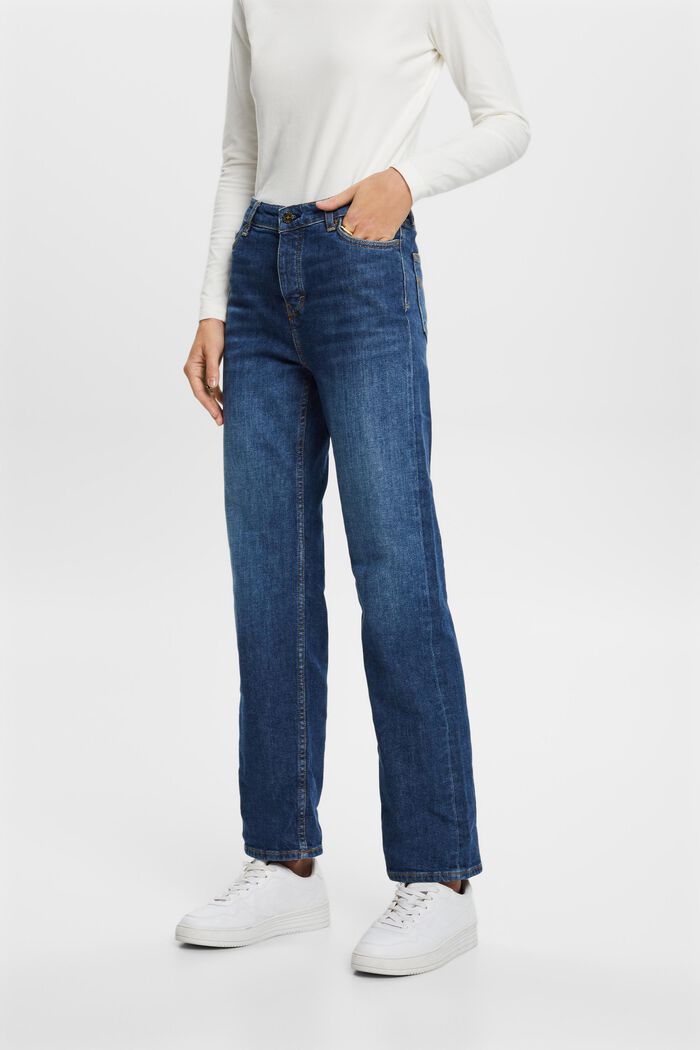 High-Rise Retro Straight Jeans, BLUE DARK WASHED, detail image number 0