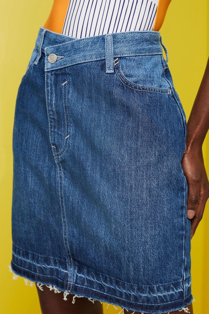 ESPRIT - Jeans mini skirt with an asymmetric hem at our online shop