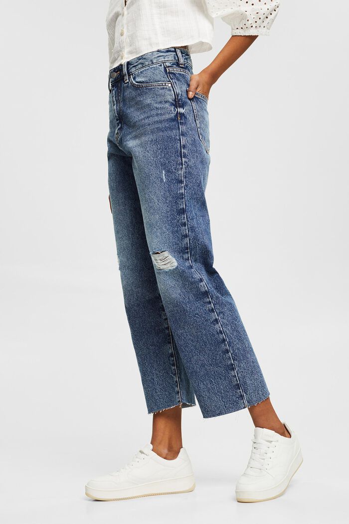 Recycled: distressed straight-leg jeans