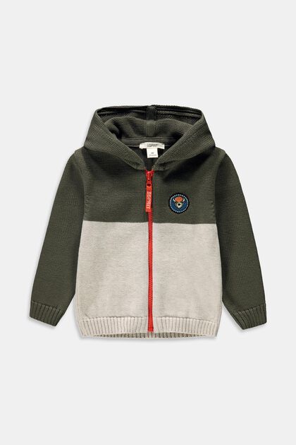 Knitted zip-up hoodie, FOREST, overview