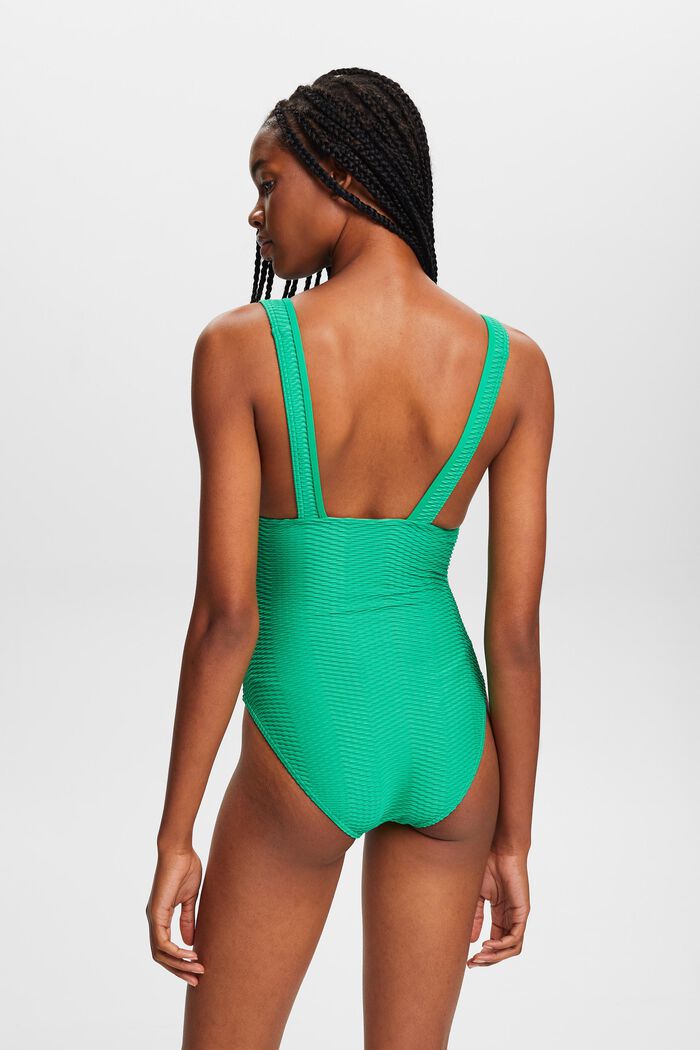 Recycled: textured swimsuit, GREEN, detail image number 2