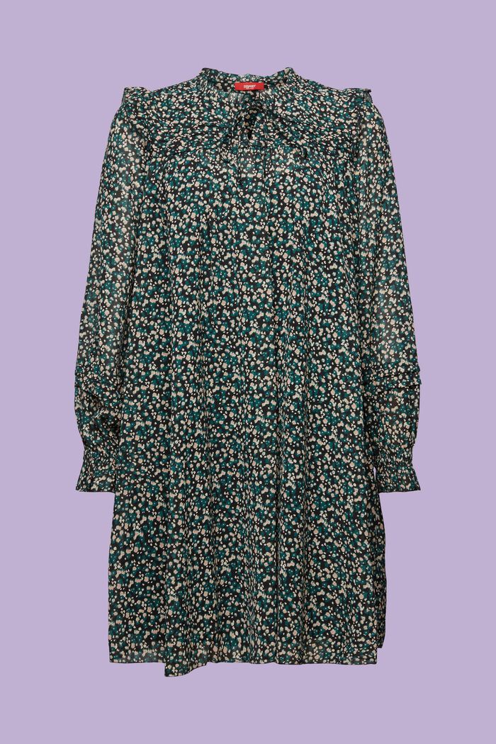 Patterned Chiffon Mini Dress, BLACK, detail image number 5
