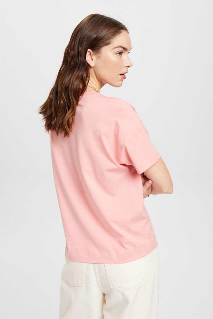 T-shirt with floral chest print, PINK, detail image number 1