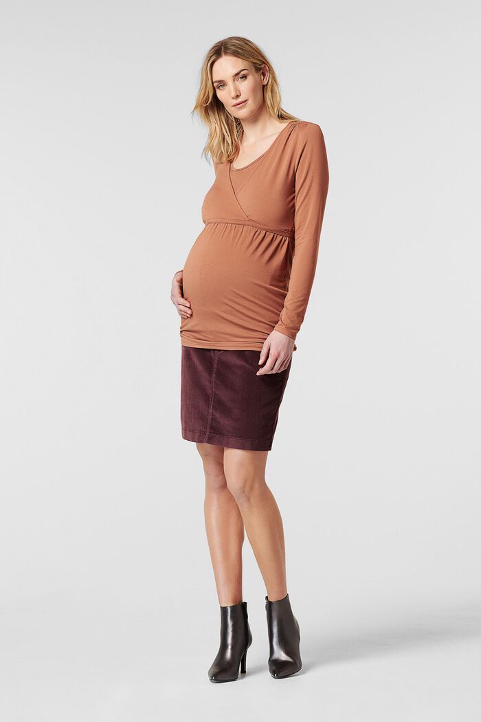 Nursing long sleeve top, LENZING™ ECOVERO™, TOFFEE BROWN, overview