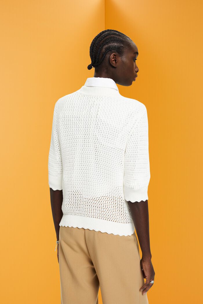 Sustainable cotton mesh jumper, OFF WHITE, detail image number 3