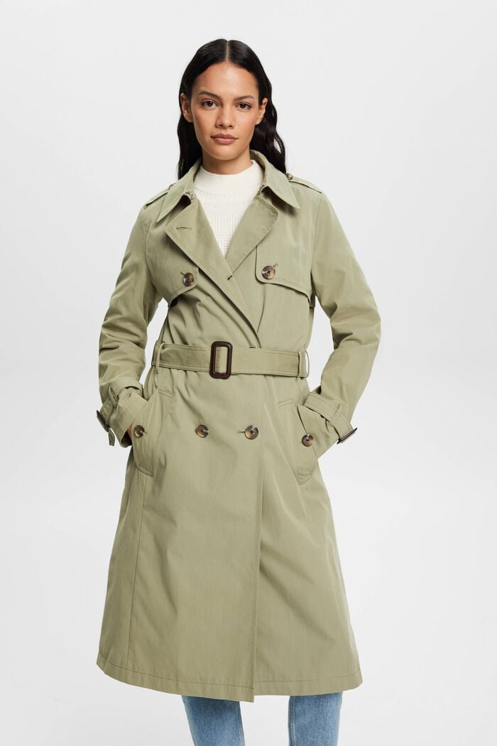 Double-breasted trench coat with belt, LIGHT KHAKI, detail image number 0