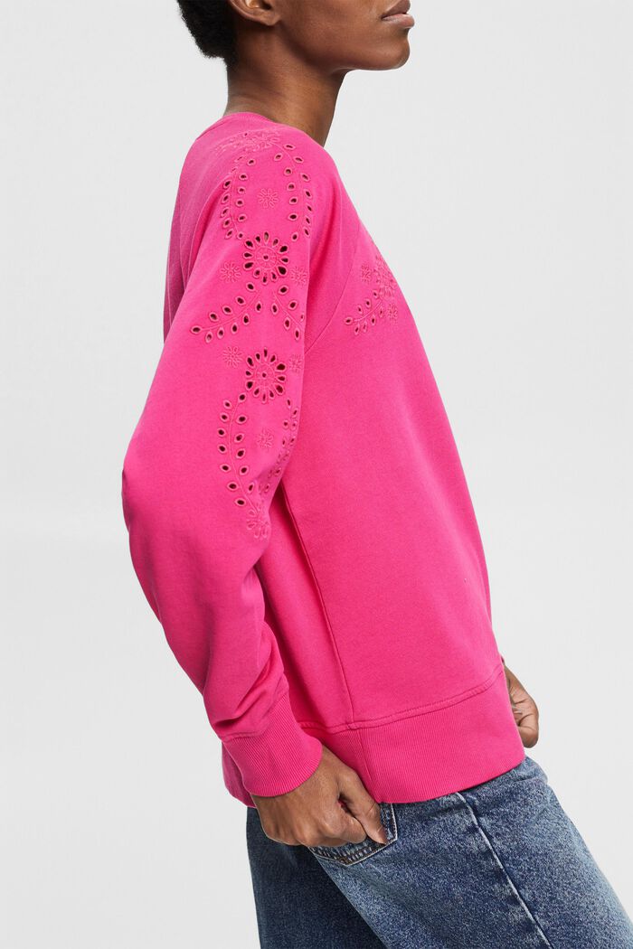 Sweatshirt with embroidery, PINK FUCHSIA, detail image number 0