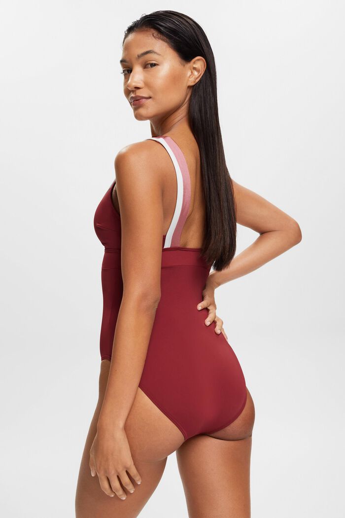 Tri-colour swimsuit, DARK RED, detail image number 2