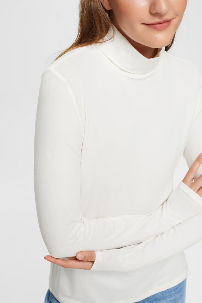 Turtle neck long sleeve top, OFF WHITE, detail image number 0