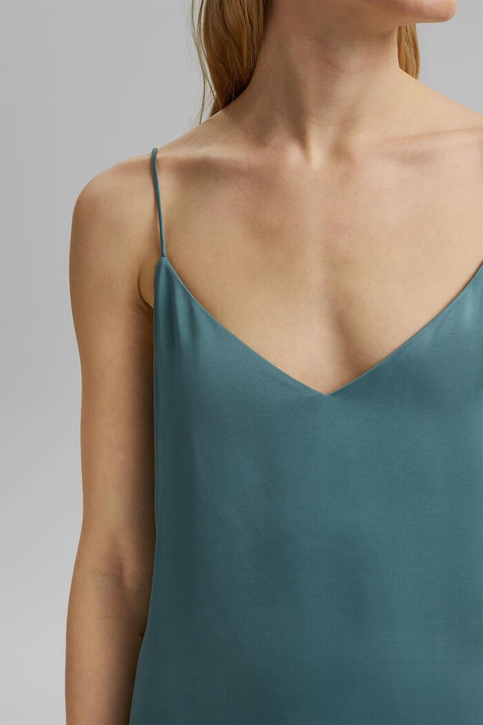 Satin top made of LENZING™ ECOVERO™, DARK TURQUOISE, detail image number 2