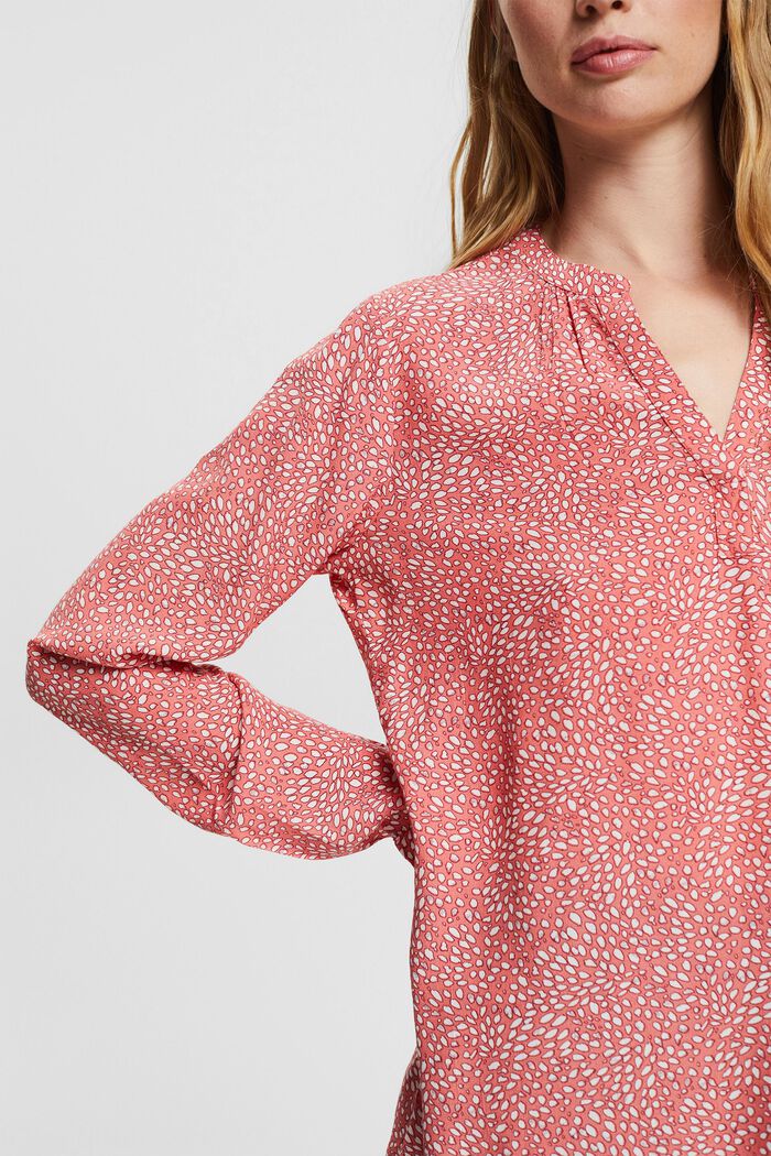 Patterned print blouse made of LENZING™ ECOVERO™, NEW CORAL, detail image number 2