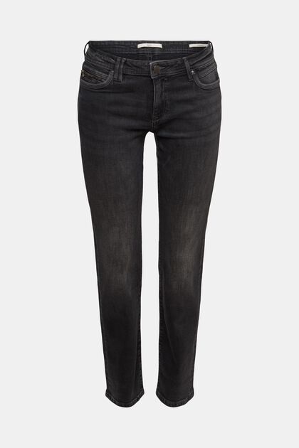 Straight leg stretch jeans, BLACK DARK WASHED, overview