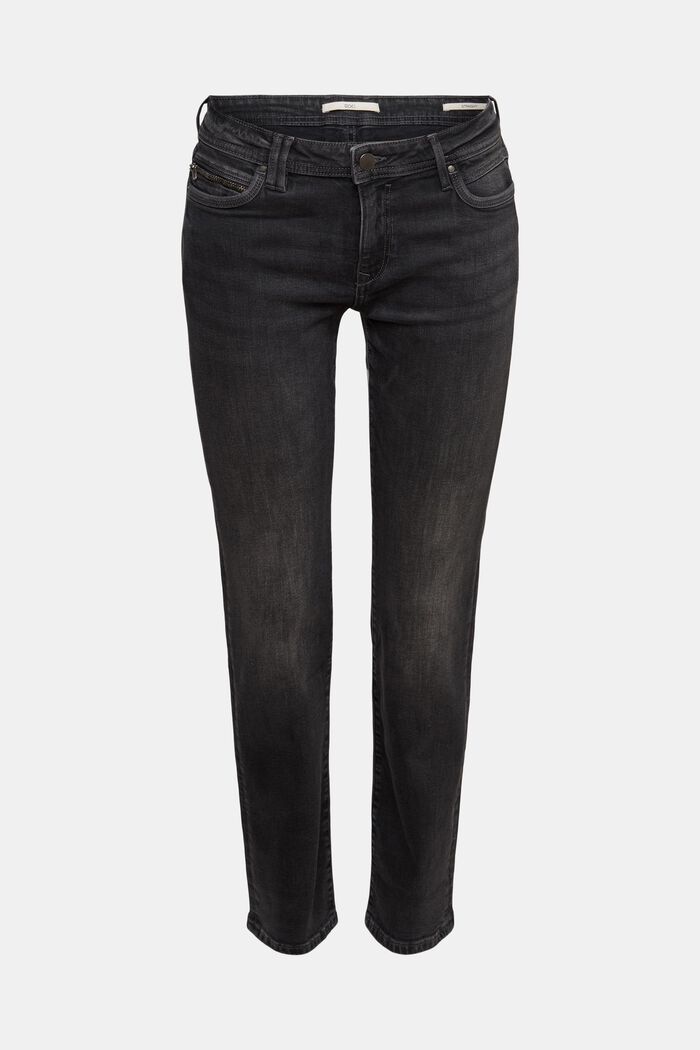 Straight leg stretch jeans, BLACK DARK WASHED, detail image number 7