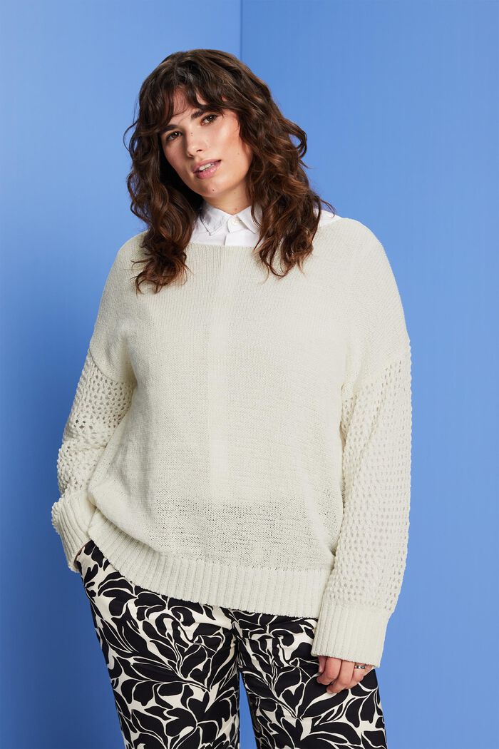 CURVY loose knit jumper, OFF WHITE, detail image number 0