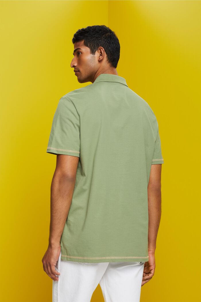 Jersey polo shirt, 100% cotton, PALE KHAKI, detail image number 3