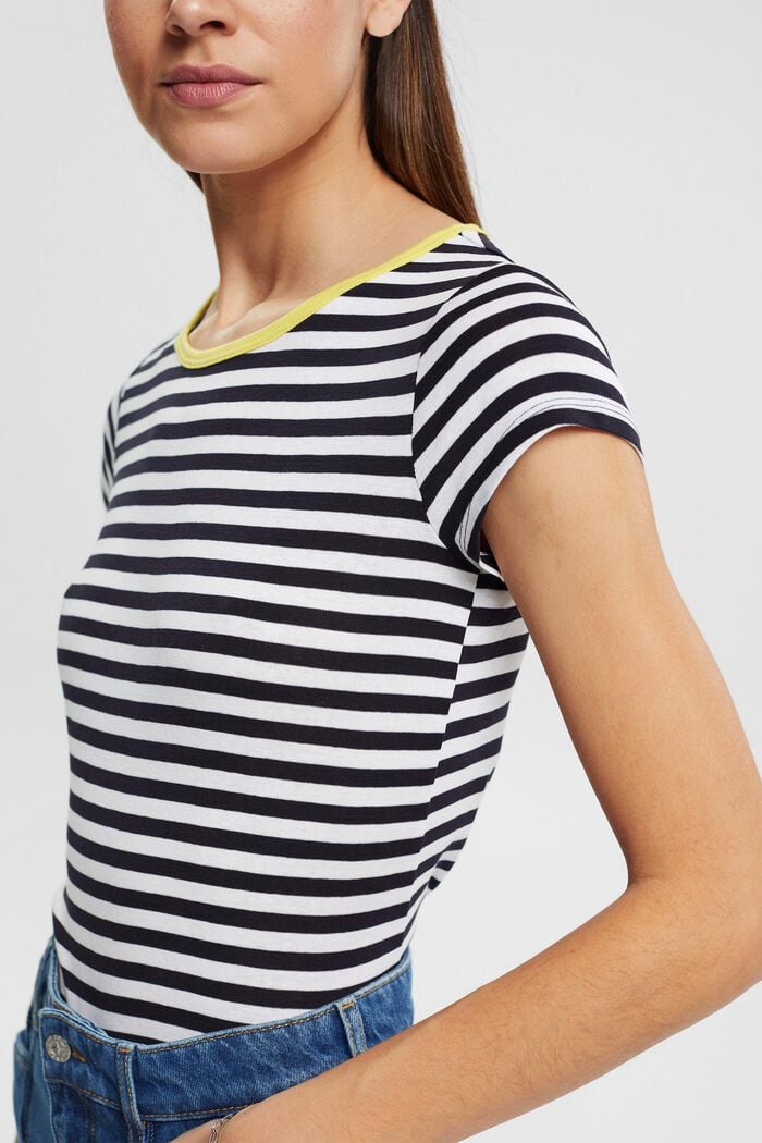 Striped t-shirt with capped sleeves, NAVY, detail image number 2