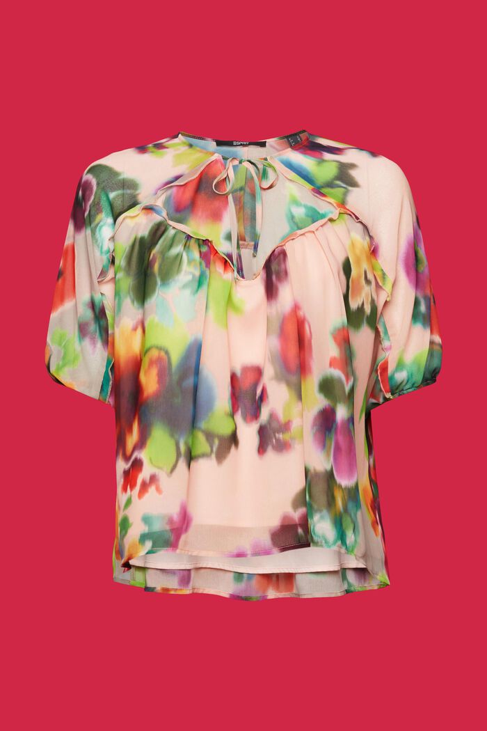 Floral Print Chiffon Blouse, CORAL, detail image number 7