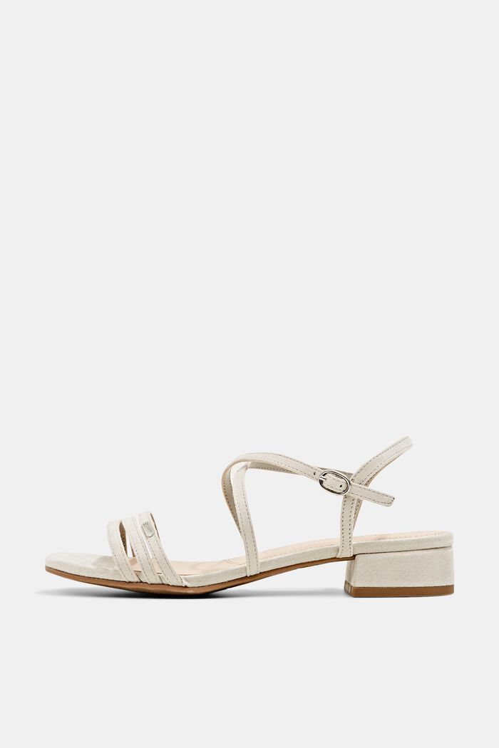 Strappy sandals in faux suede, LIGHT GREY, detail image number 0