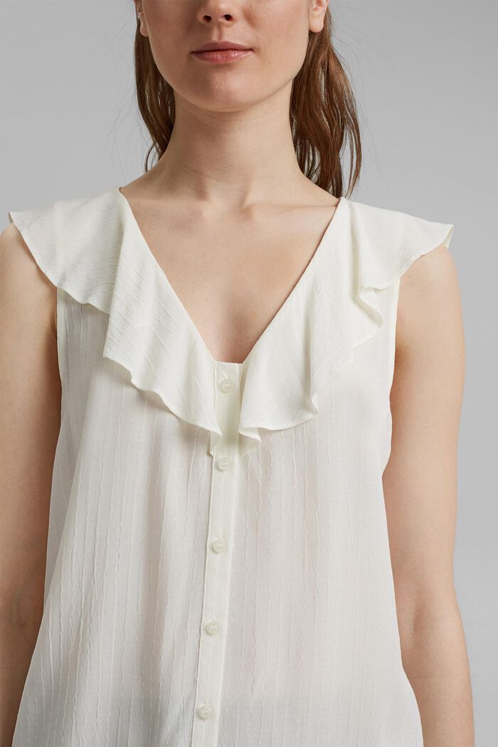 Blouse top with flounce, LENZING™ ECOVERO™, OFF WHITE, detail image number 2