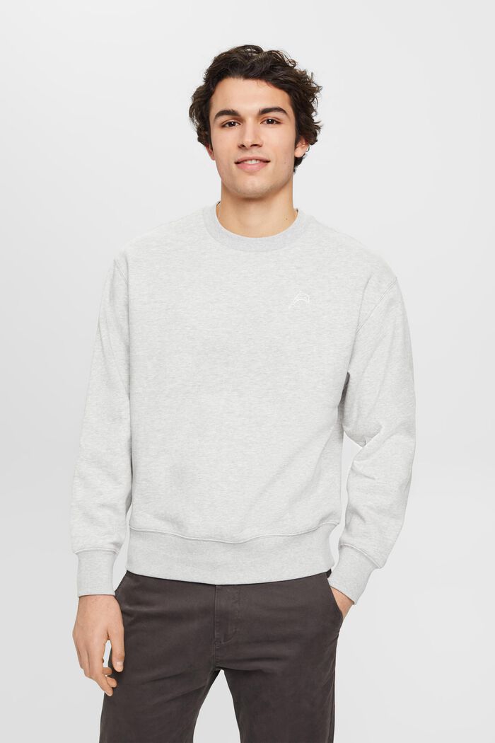Sweatshirt with small dolphin print, LIGHT GREY, detail image number 0