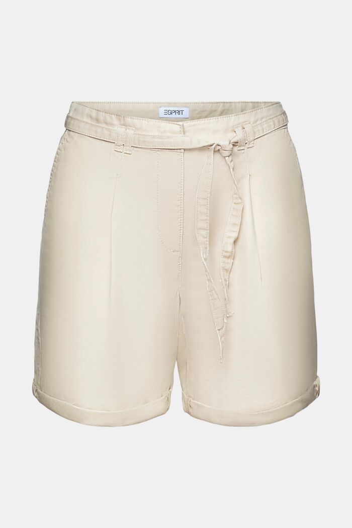 Belted Twill Shorts, CREAM BEIGE, detail image number 6