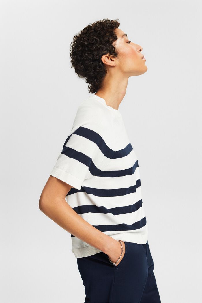 Striped Cotton Top, OFF WHITE, detail image number 4