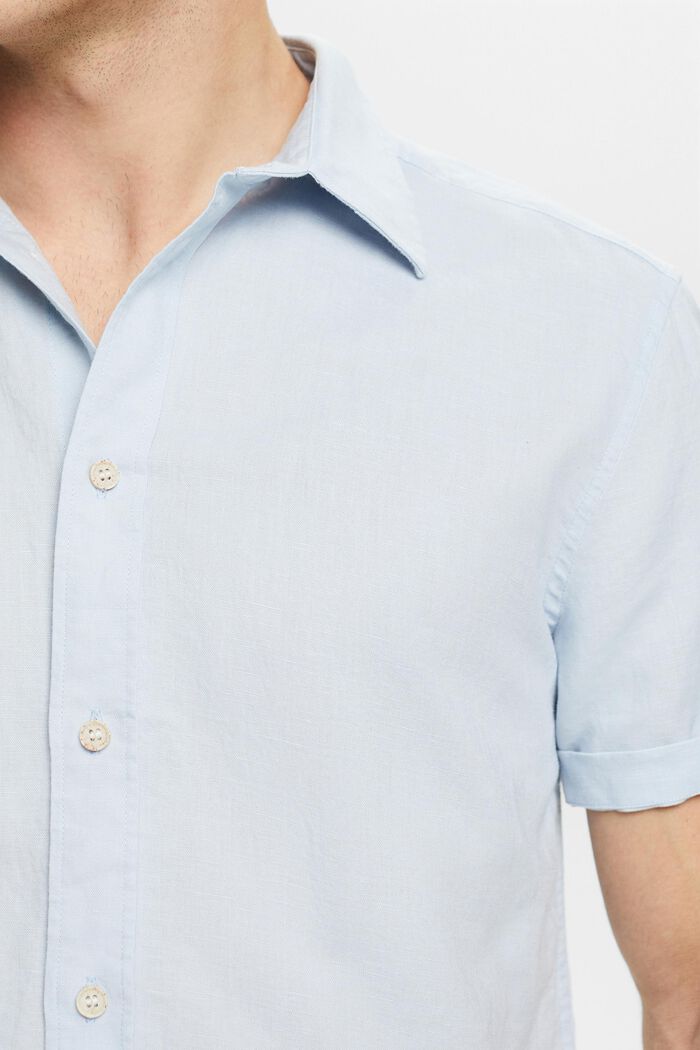 Linen-Cotton Short-Sleeve Shirt, LIGHT BLUE, detail image number 3