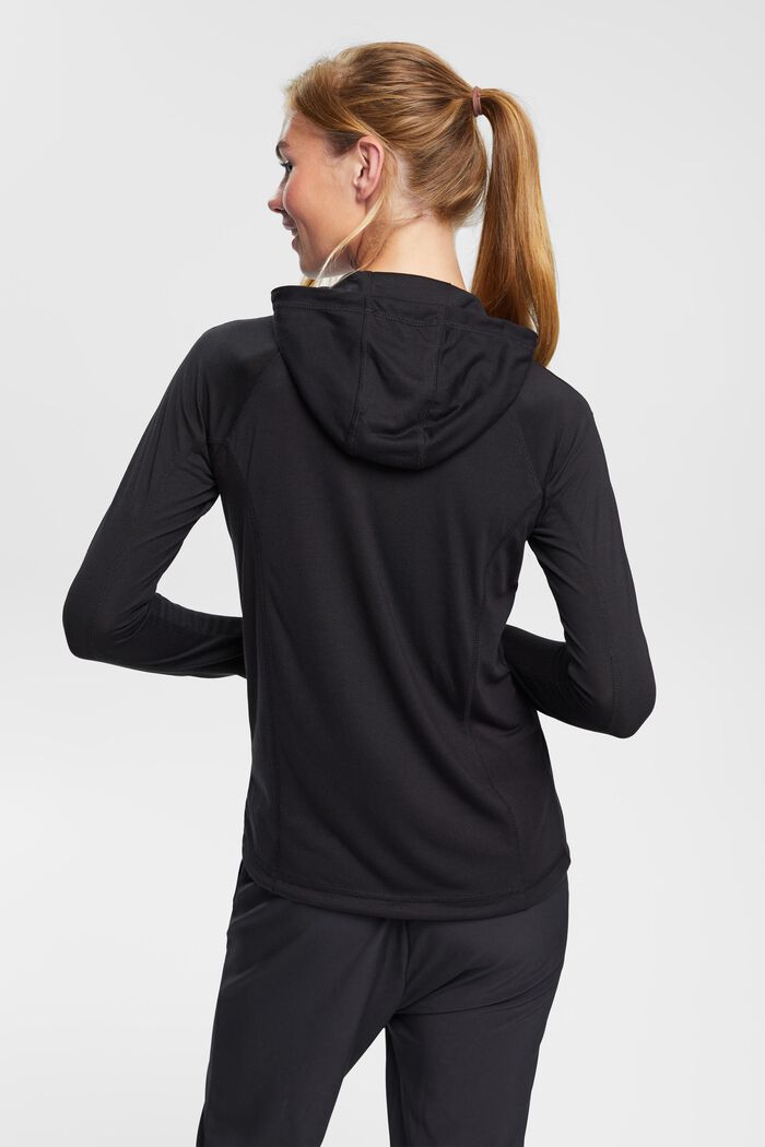 Hooded long-sleeved top, LENZING™ ECOVERO™, BLACK, detail image number 3