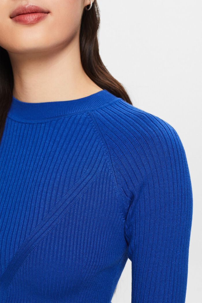 Ribbed Short-Sleeve Sweater, BRIGHT BLUE, detail image number 3