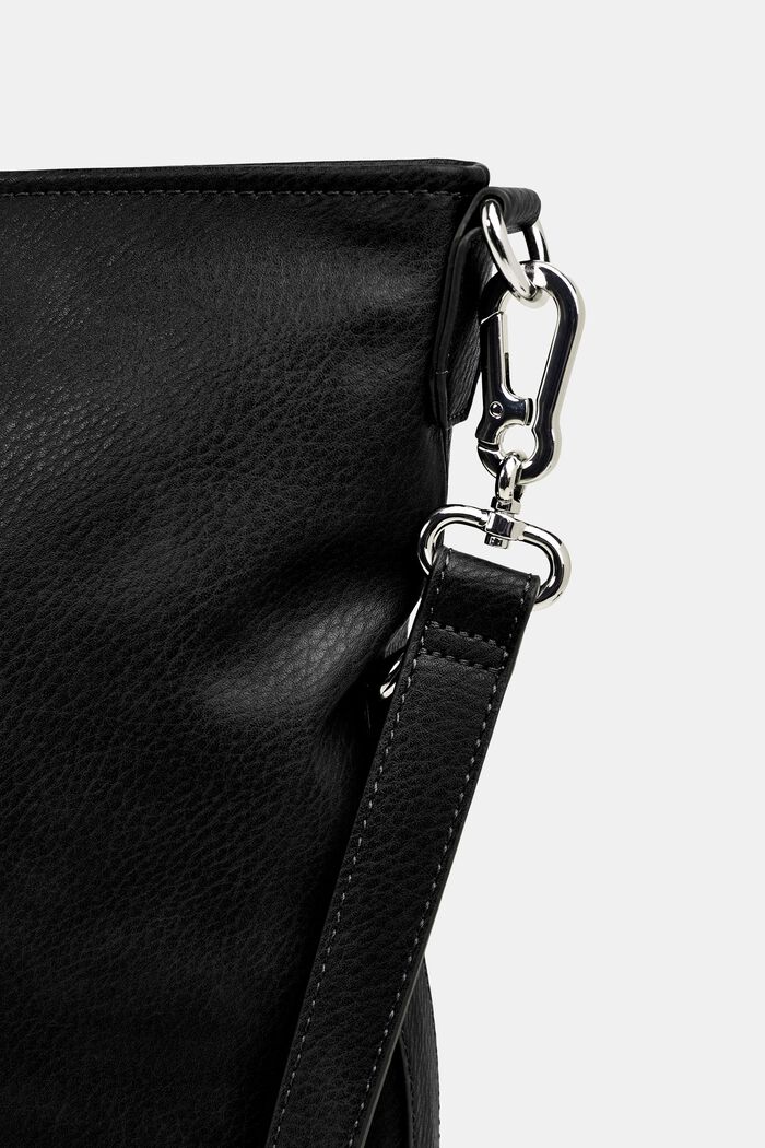 Faux Leather Flapover Shoulder Bag, BLACK, detail image number 2