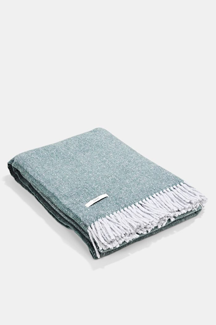 Soft throw in blended cotton, DARK GREEN, overview
