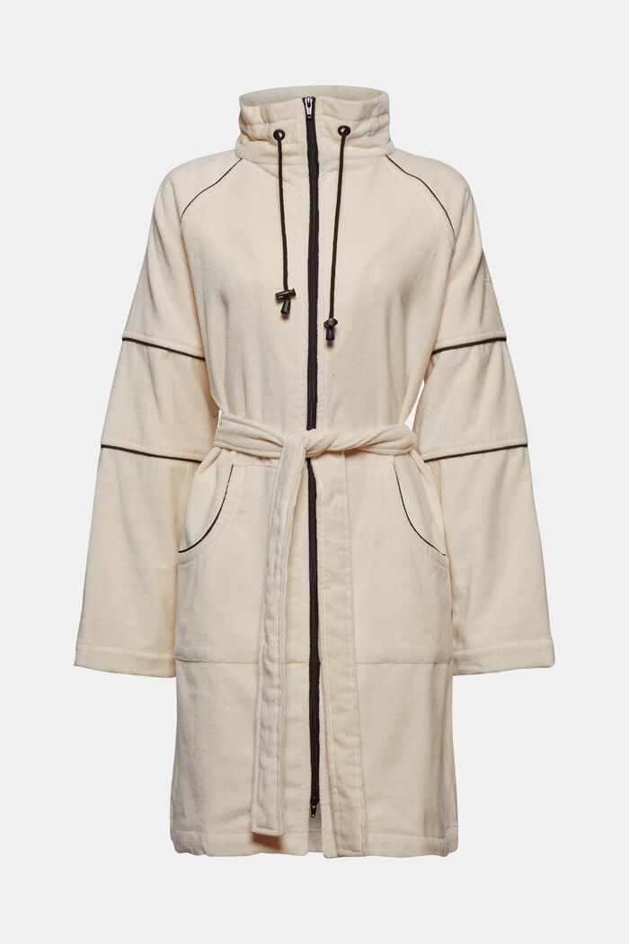 Velour bathrobe, zip-fastening, SAND, detail image number 0