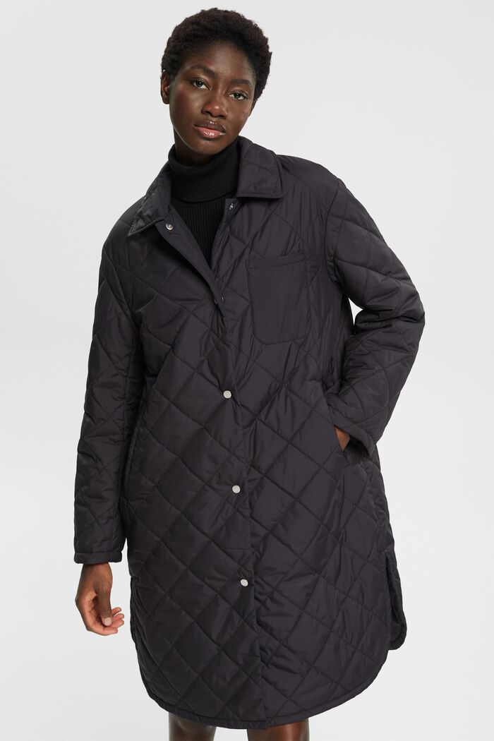 Ultra-lightweight quilted coat, BLACK, detail image number 0