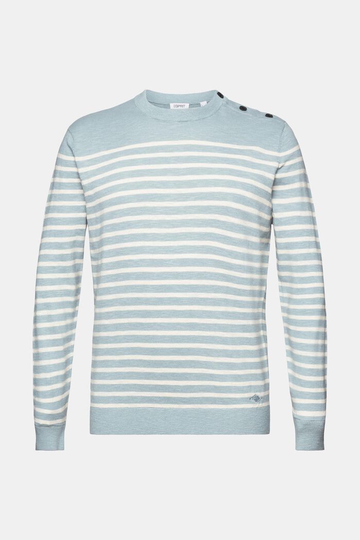 Striped Cotton-Linen Sweater, LIGHT BLUE, detail image number 5
